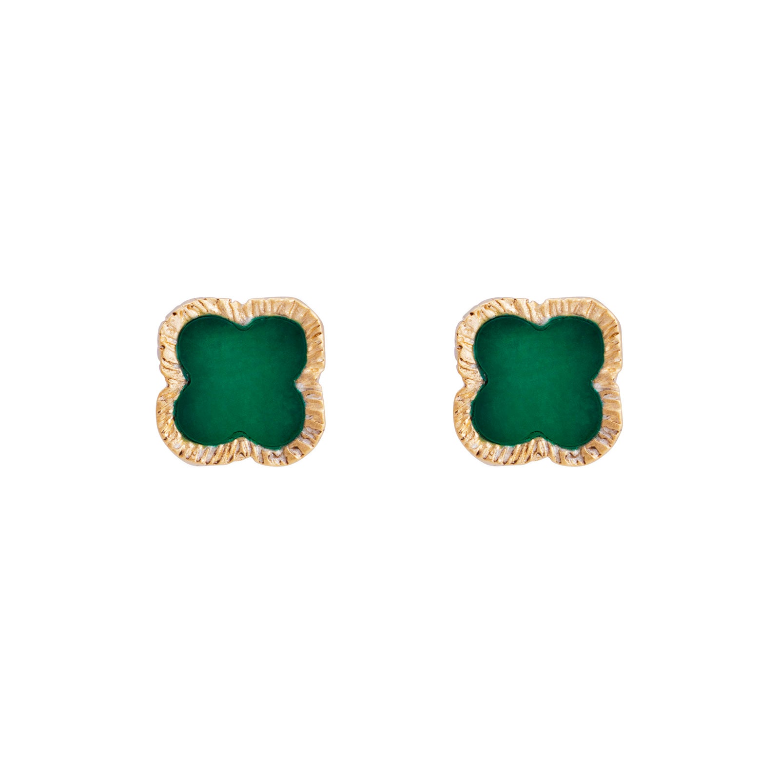 GREEN AGATE CLOVER STUDS