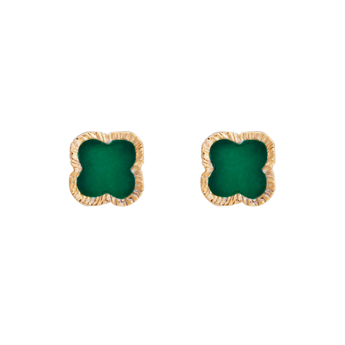 GREEN AGATE CLOVER STUDS