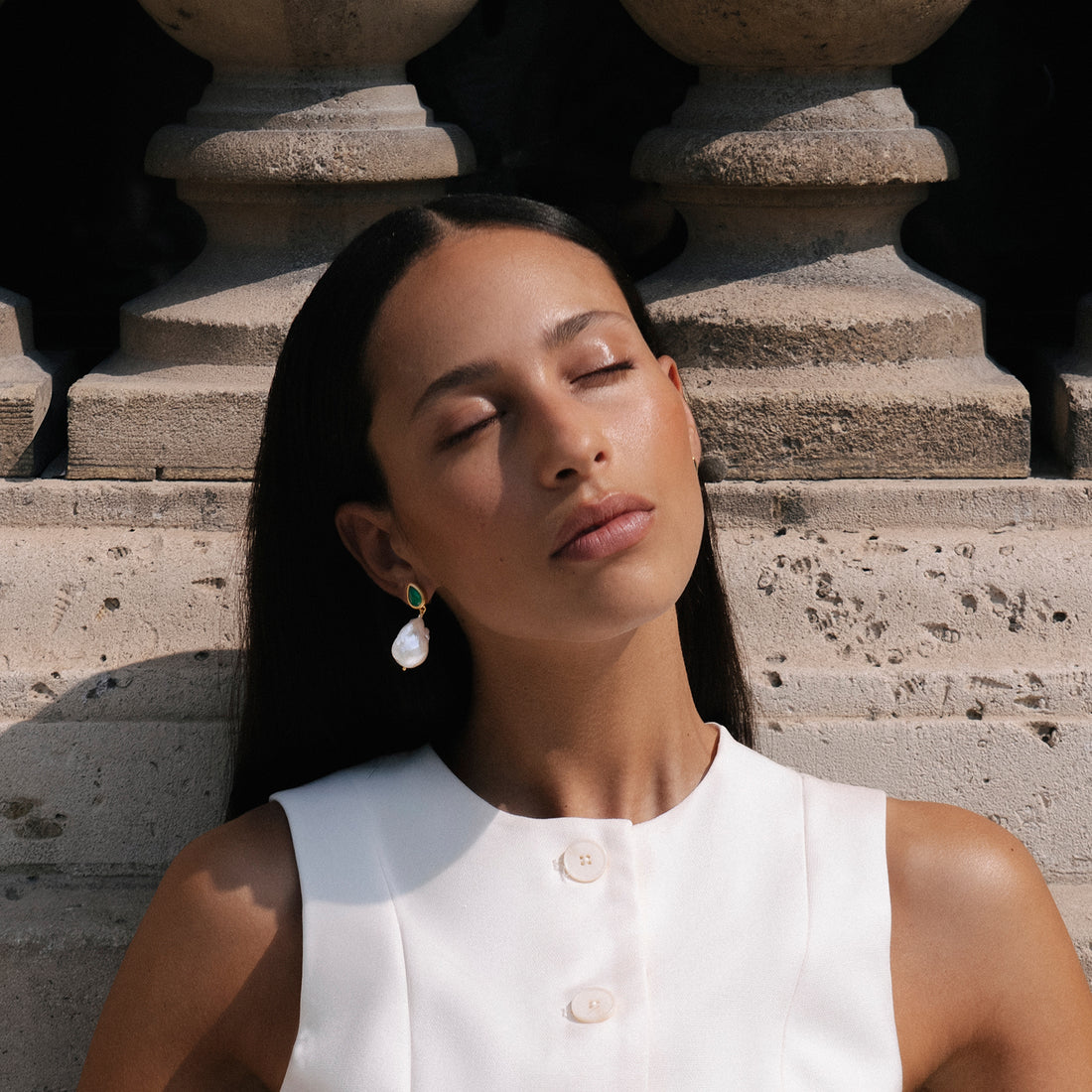 GREEN AGATE BAROQUE DROPS