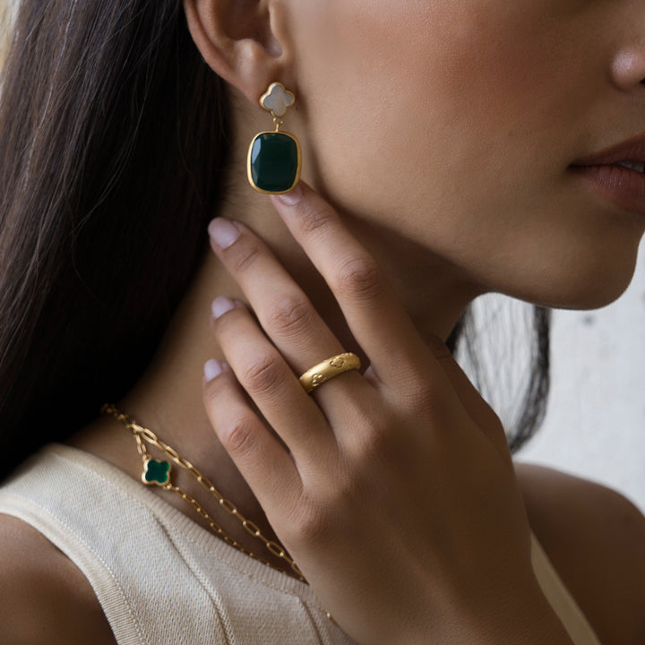 MOP GREEN AGATE DROPS DROPS