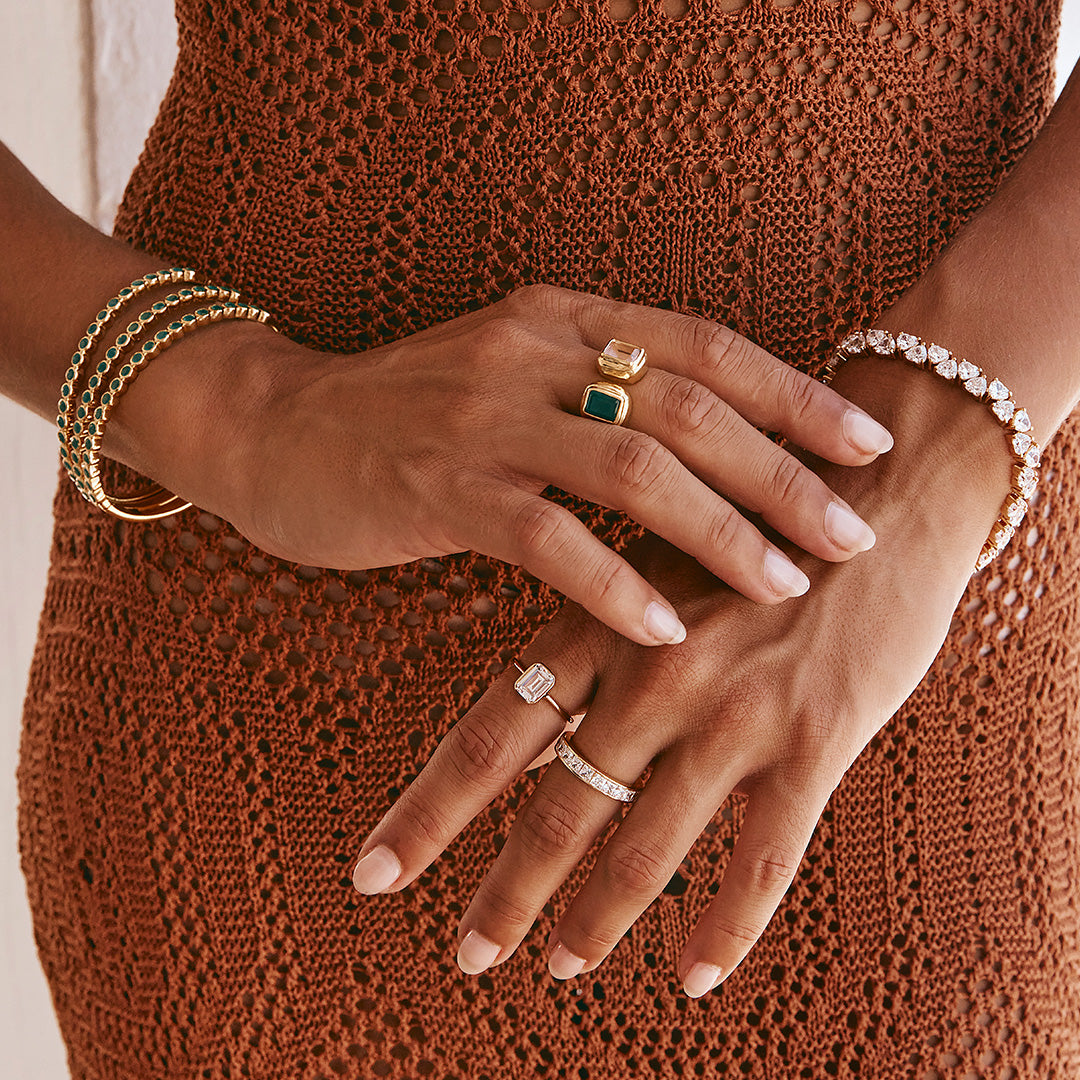 GREEN AGATE ROSE QUARTZ RING