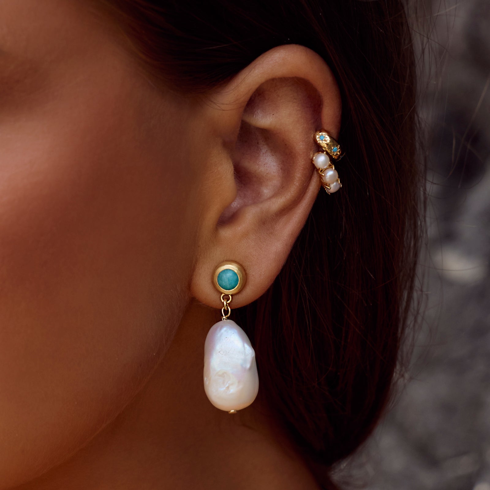 AMAZONITE PEARL DROPS