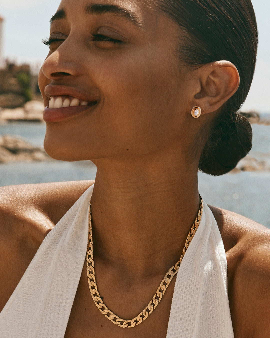 BEZEL SET OVAL STUDS