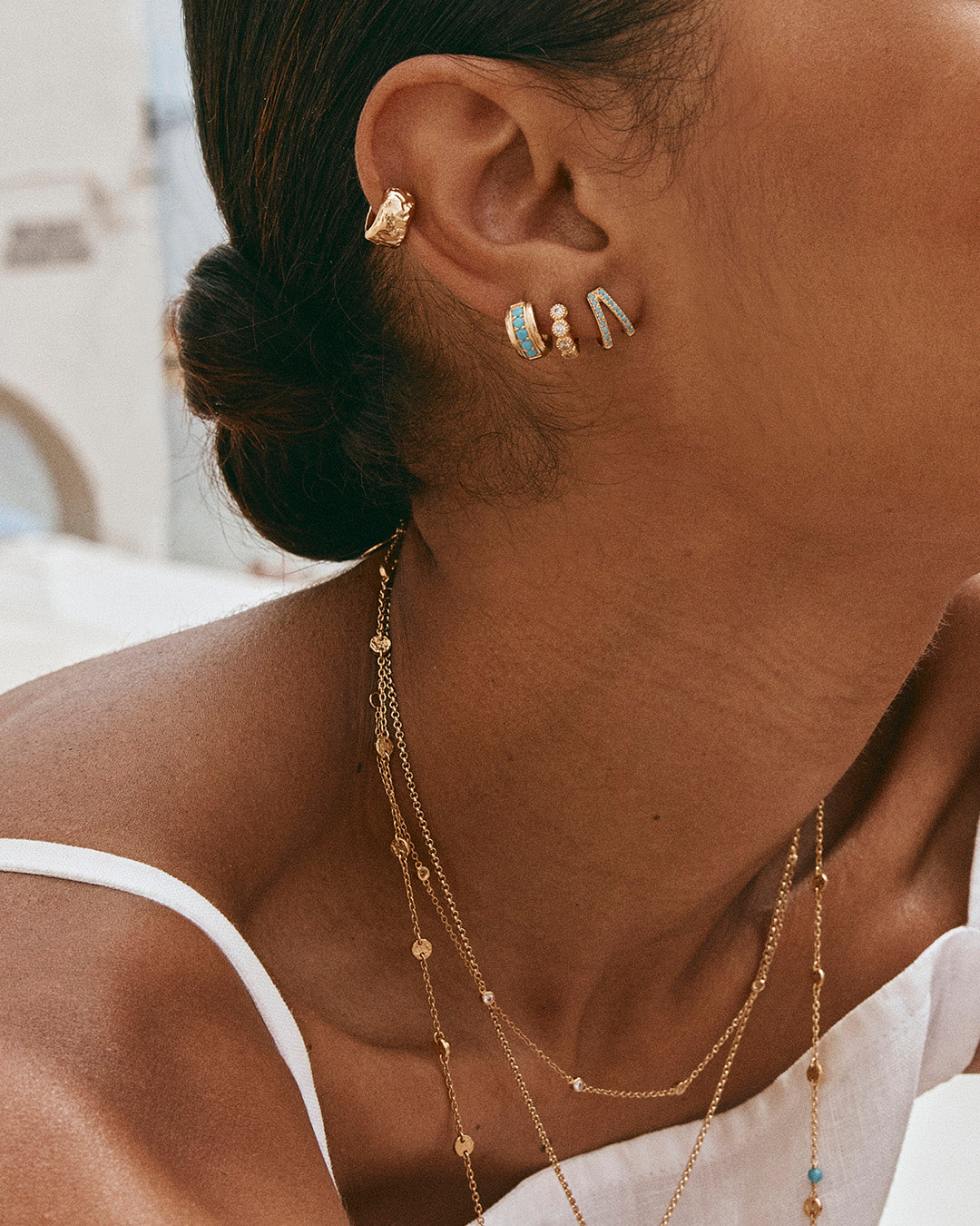 TURQUOISE TWIN PAVE HUGGIES