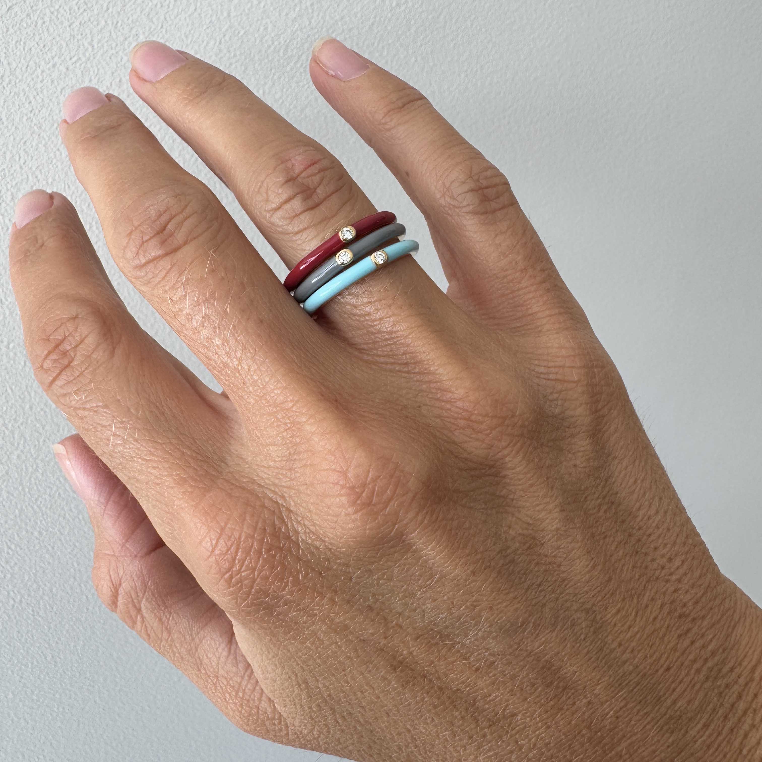 BORDEAUX ENAMEL STACKER RING