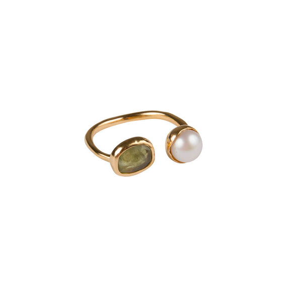 PEARL & GREEN SAPPHIRE RING