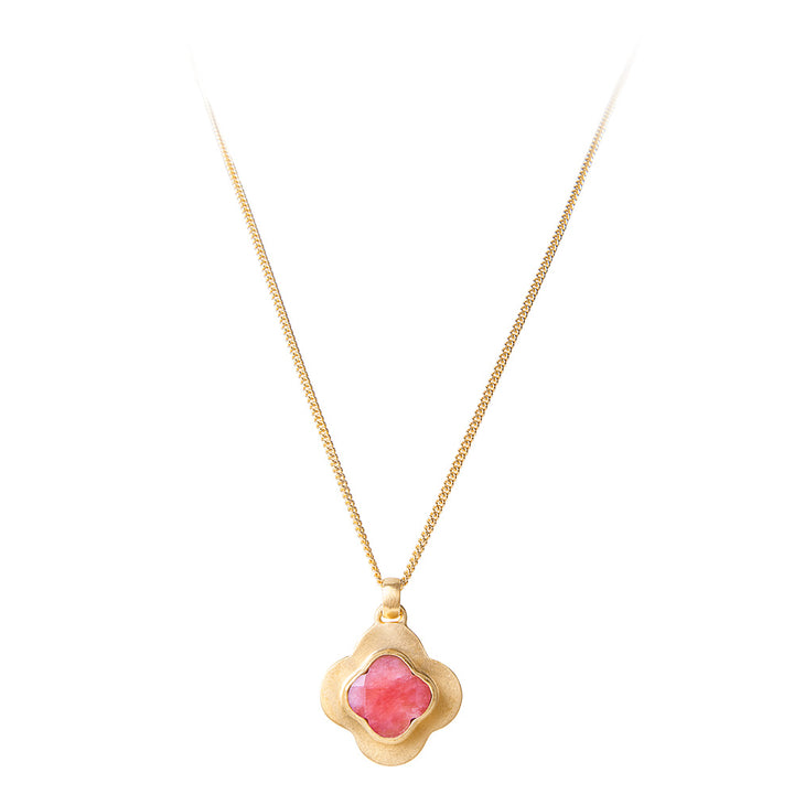 PINK AGATE CLOVER NECKLACE