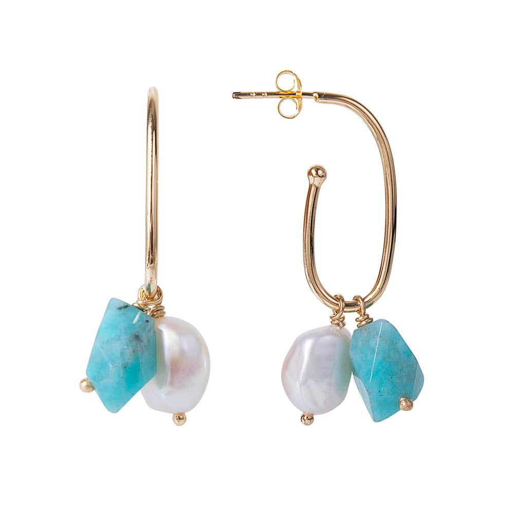 AMAZONITE & PEARL DROPS