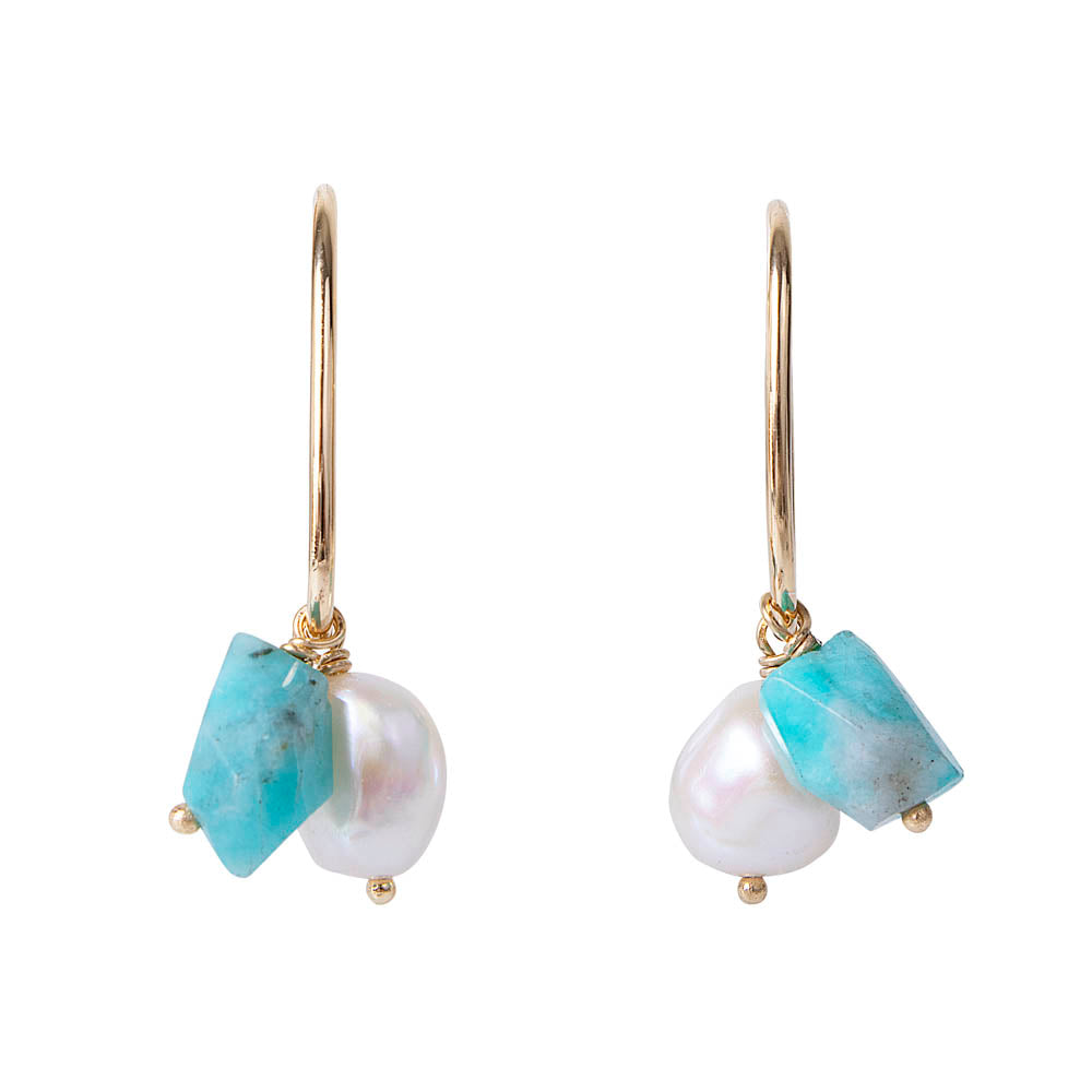 AMAZONITE & PEARL DROPS
