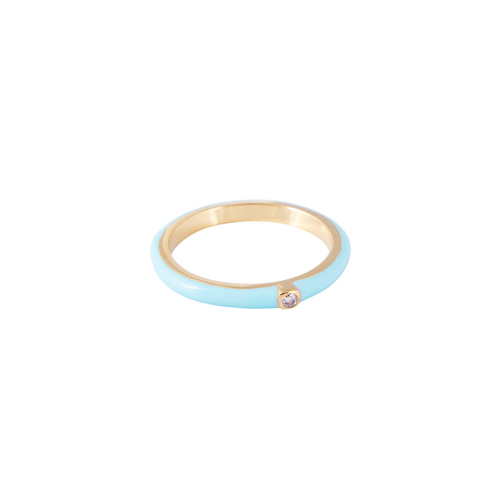 SKY BLUE ENAMEL STACKER RING