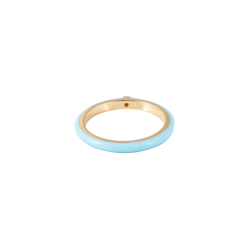 SKY BLUE ENAMEL STACKER RING
