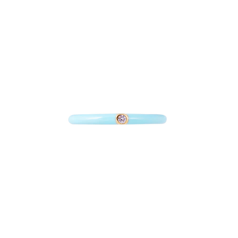 SKY BLUE ENAMEL STACKER RING