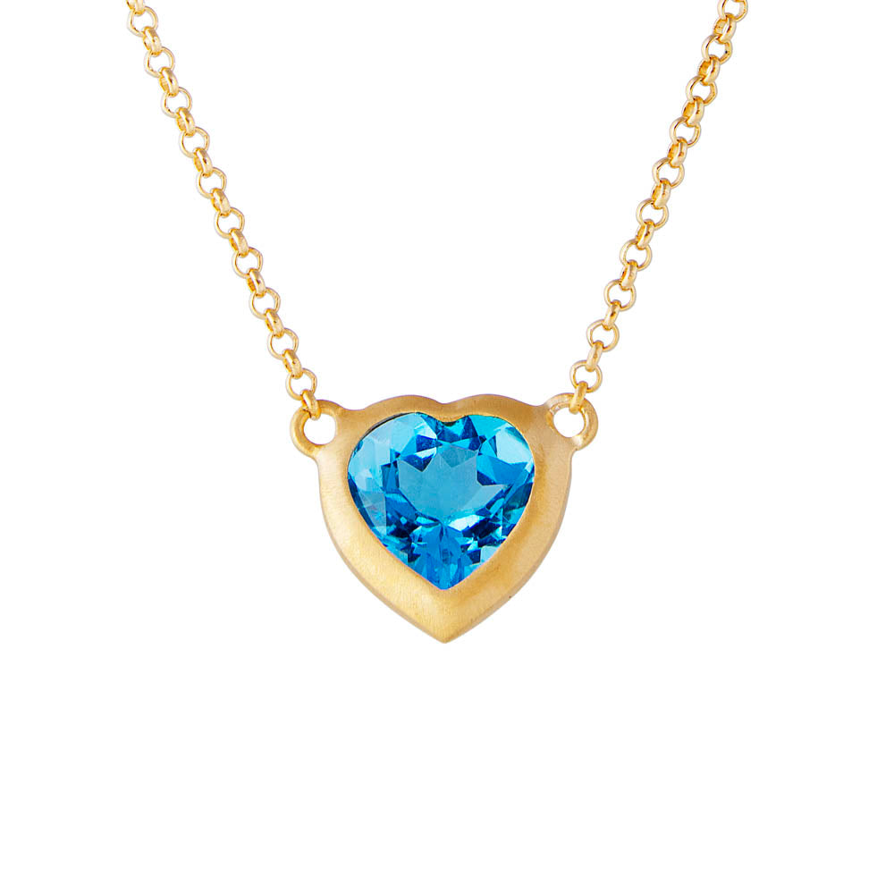 SWISS BLUE TOPAZ LOVE NECKLACE
