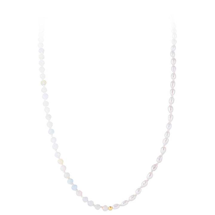 HALF MORGANITE SEED PEARL NECKLACE