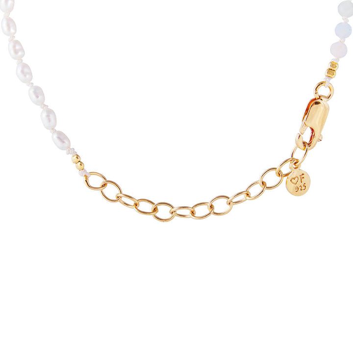 HALF MORGANITE SEED PEARL NECKLACE