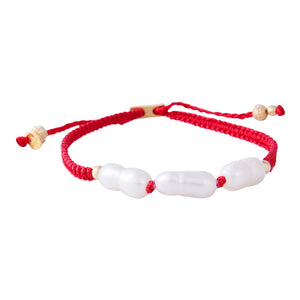 RICE PEARL ROPE BRACELET - RED