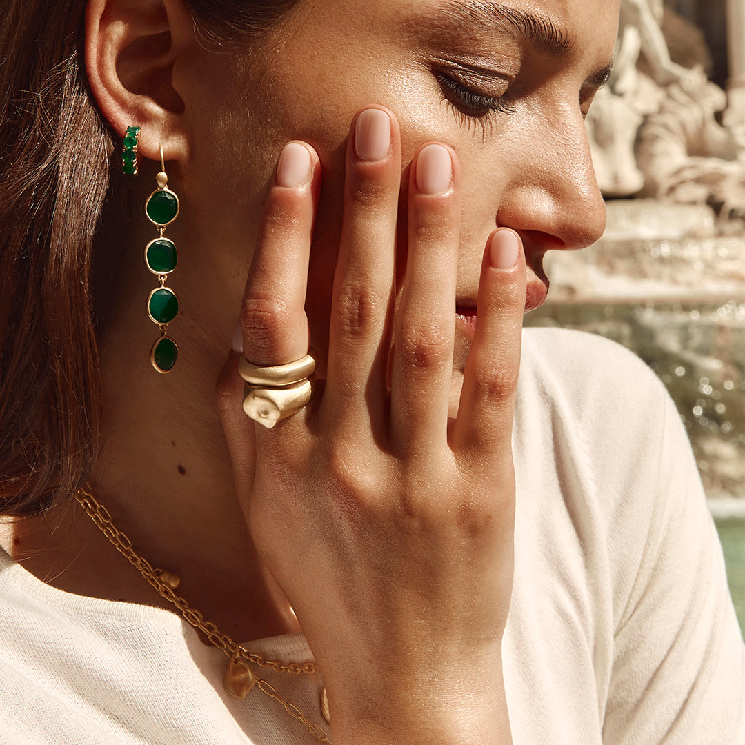 GREEN AGATE MIDI HOOPS