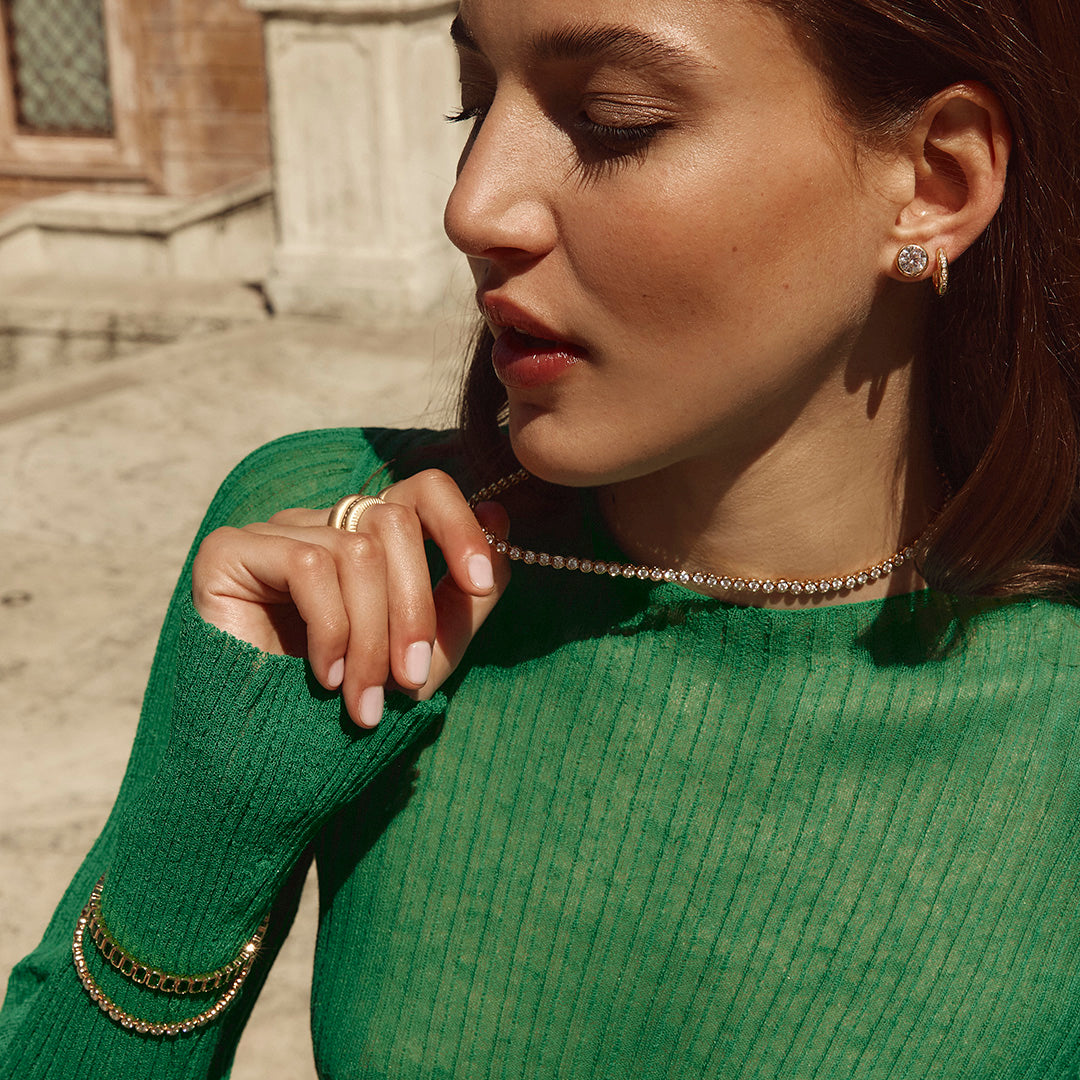 BUBBLE PAVE MIDI HOOPS