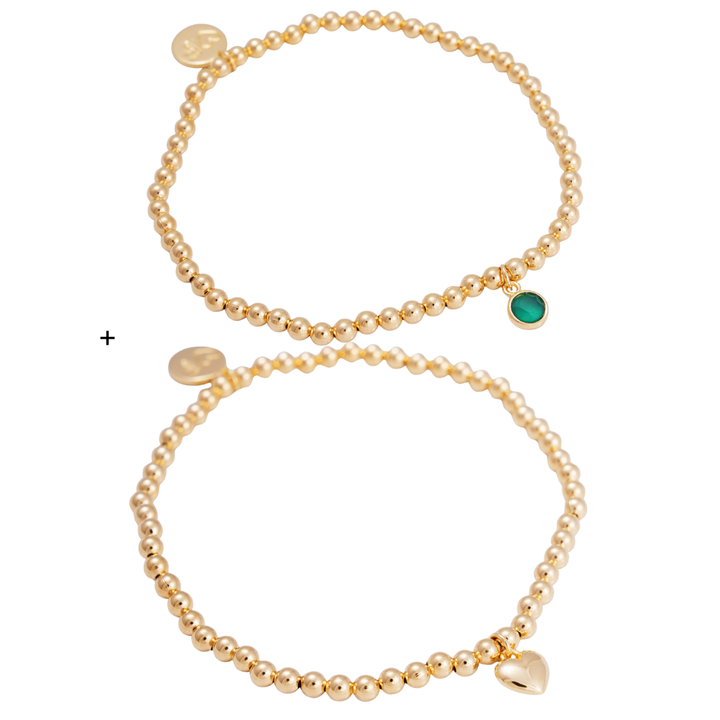 GREEN AGATE & HEART CHARM BUNDLE