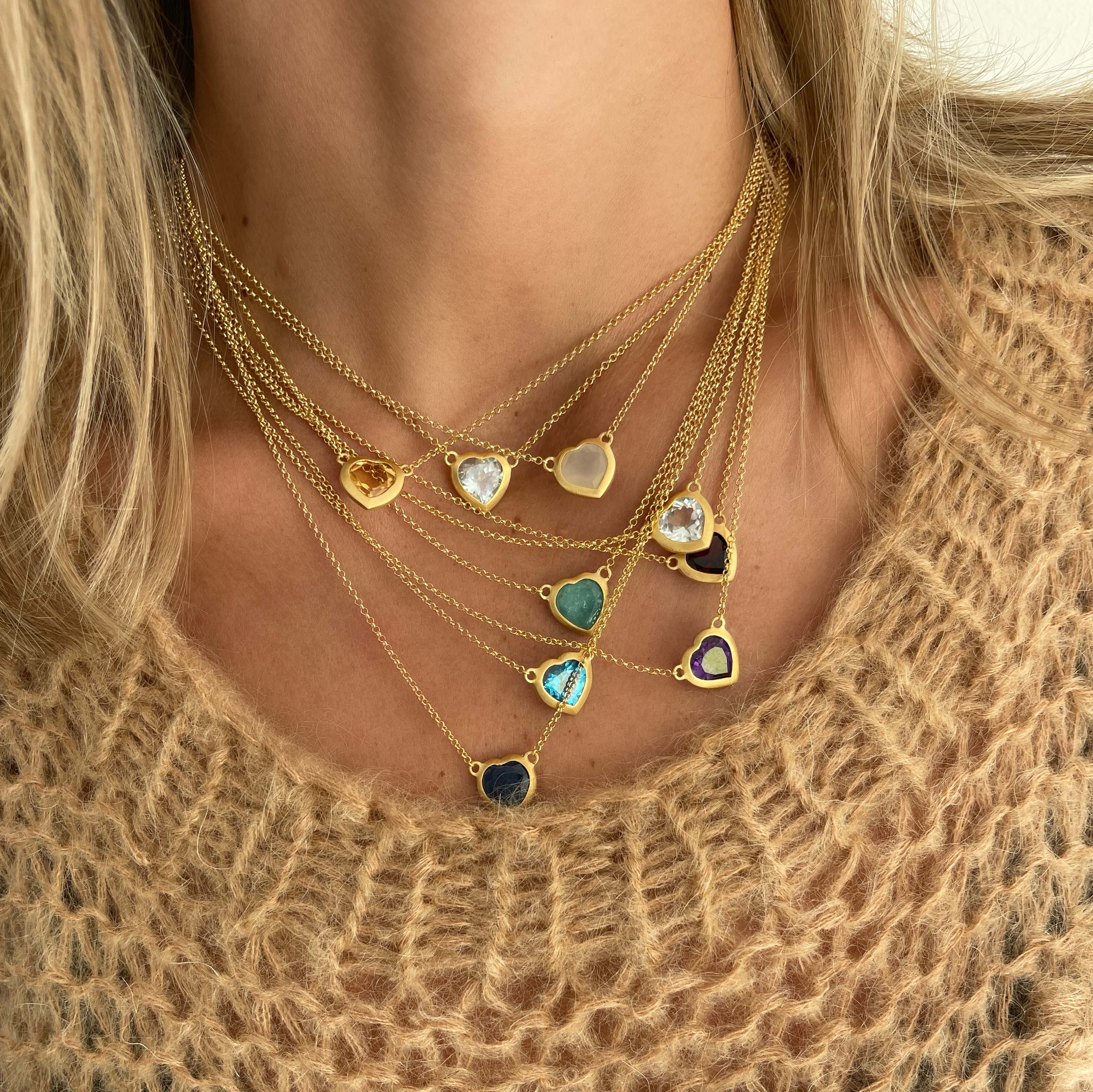 SWISS BLUE TOPAZ LOVE NECKLACE