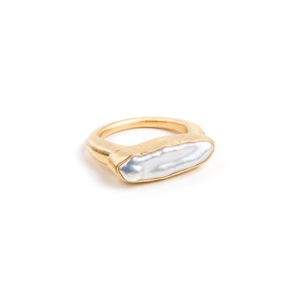 PEARL BAR RING - GOLD