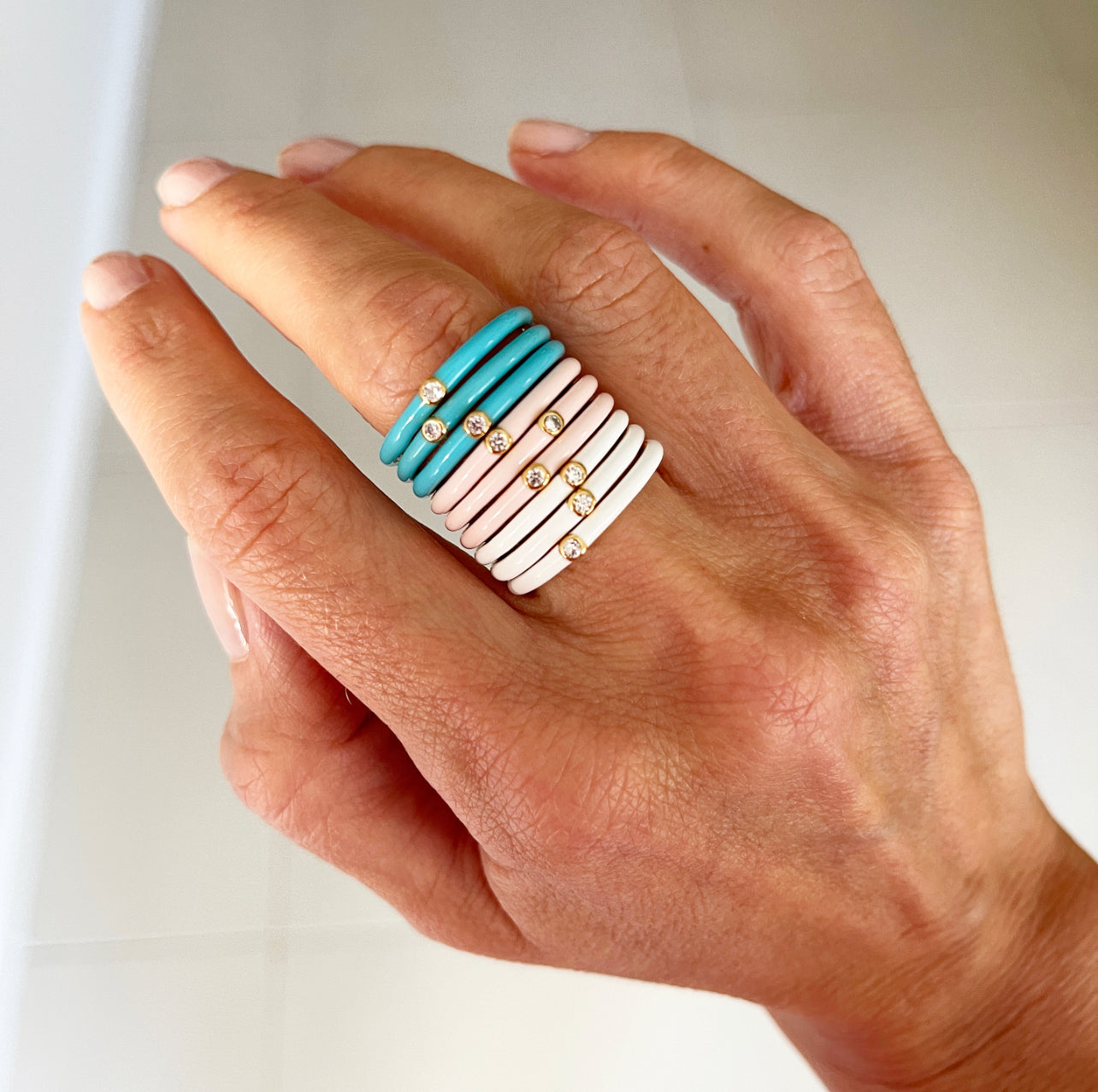 PINK FLAMINGO ENAMEL STACKER RING