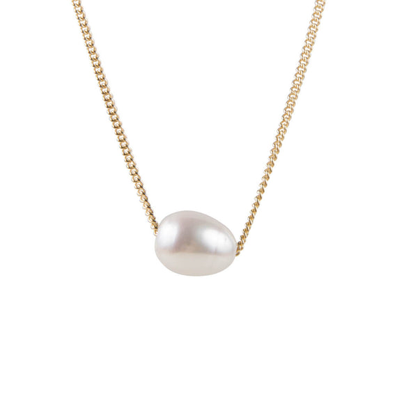 PEARL TEARDROP NECKLACE GOLD FAIRLEY