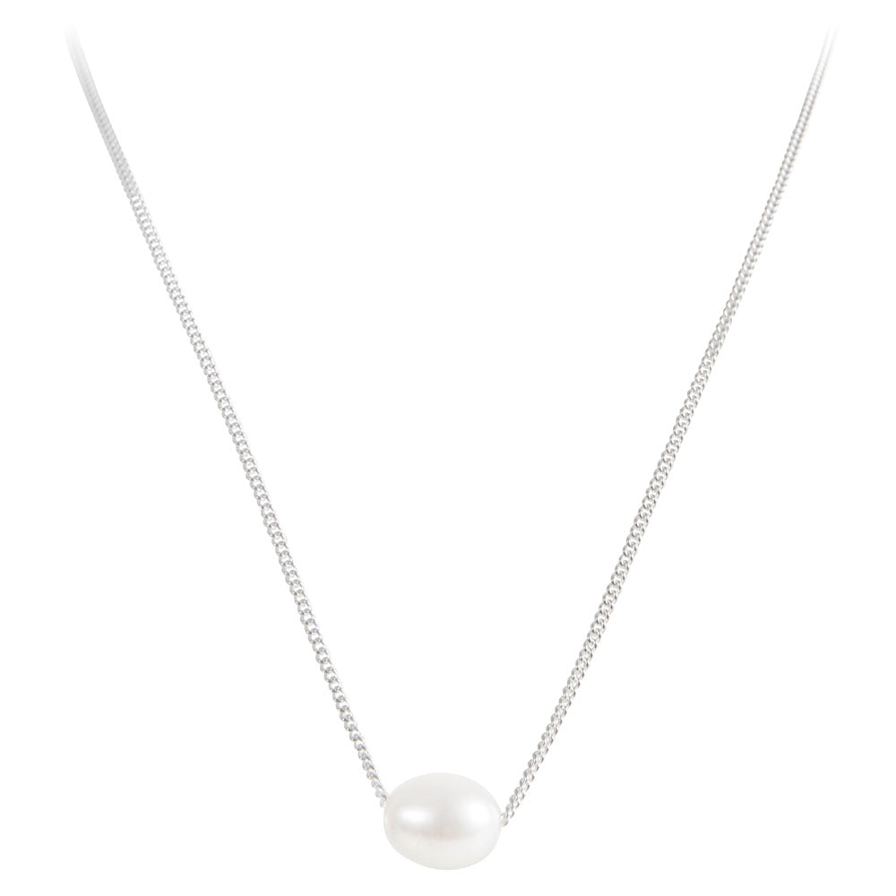 PEARL TEARDROP NECKLACE - SILVER