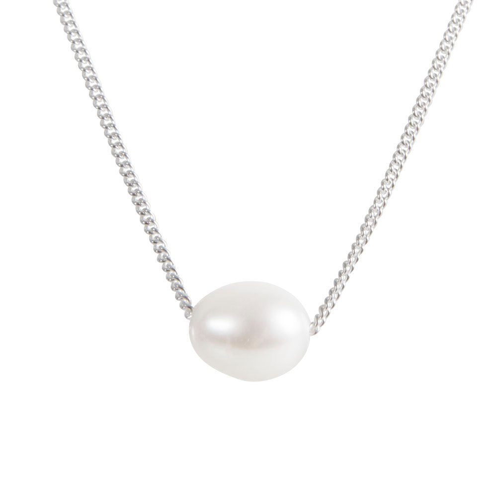 PEARL TEARDROP NECKLACE - SILVER