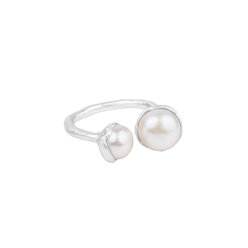 DOUBLE PEARL RING - SILVER