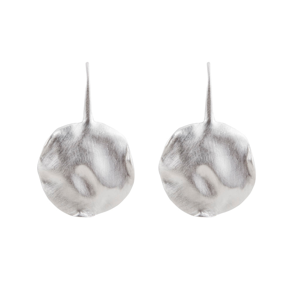 BEATEN DISC EARRINGS - SILVER