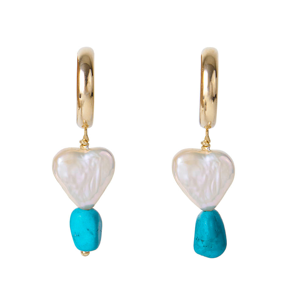 TURQUOISE PEARL HEART DROPS