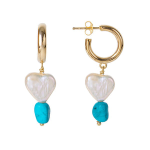 TURQUOISE PEARL HEART DROPS