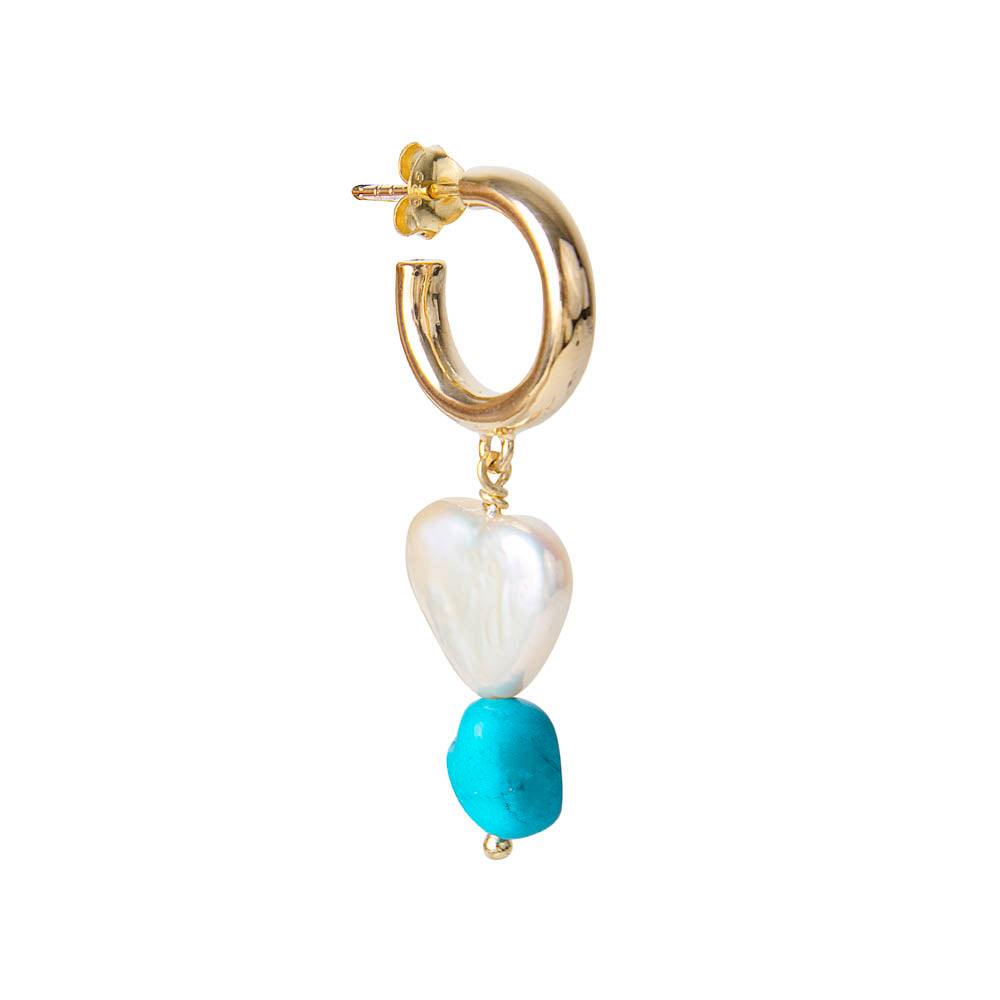 TURQUOISE PEARL HEART DROPS