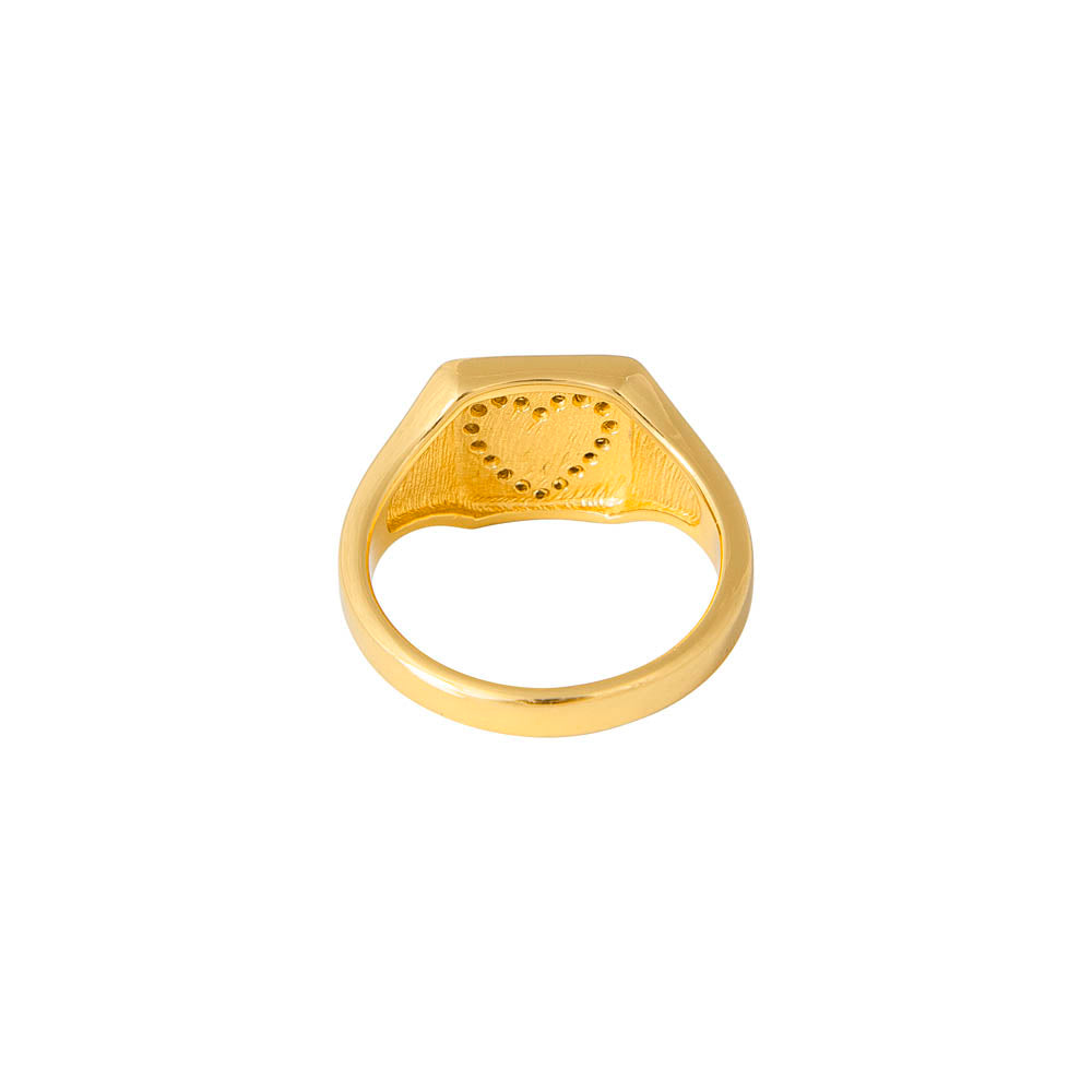 CRYSTAL HEART SIGNET RING