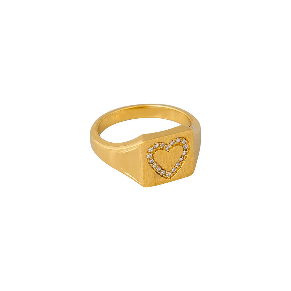 CRYSTAL HEART SIGNET RING