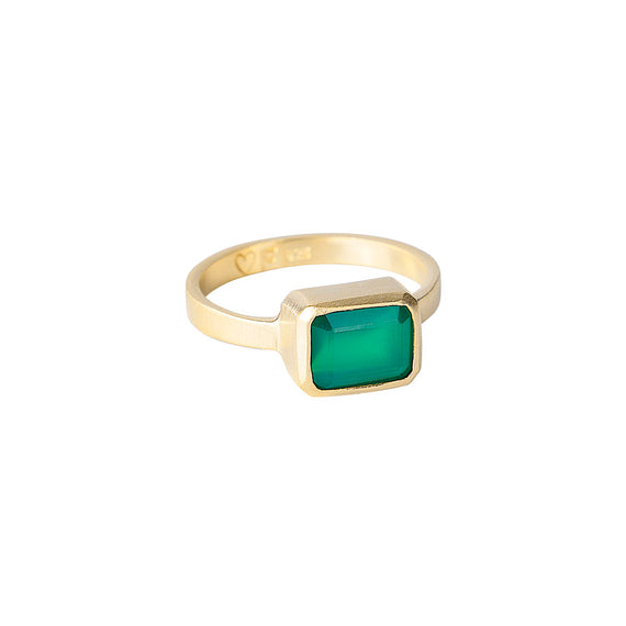 GREEN AGATE DECO RING