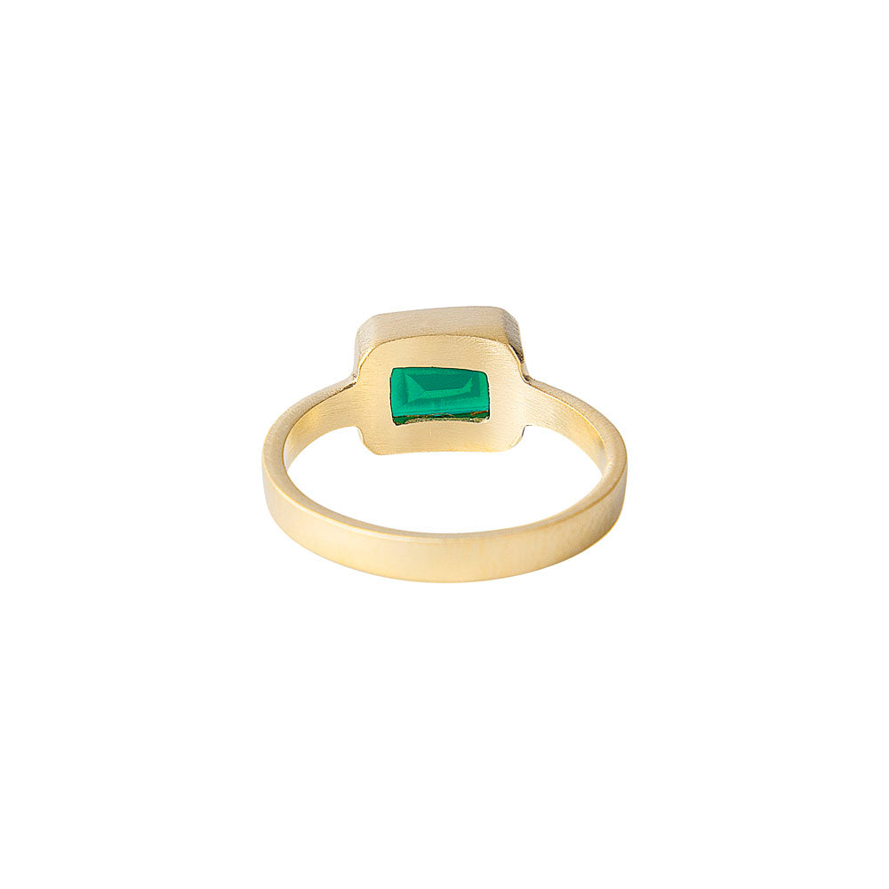 GREEN AGATE DECO RING