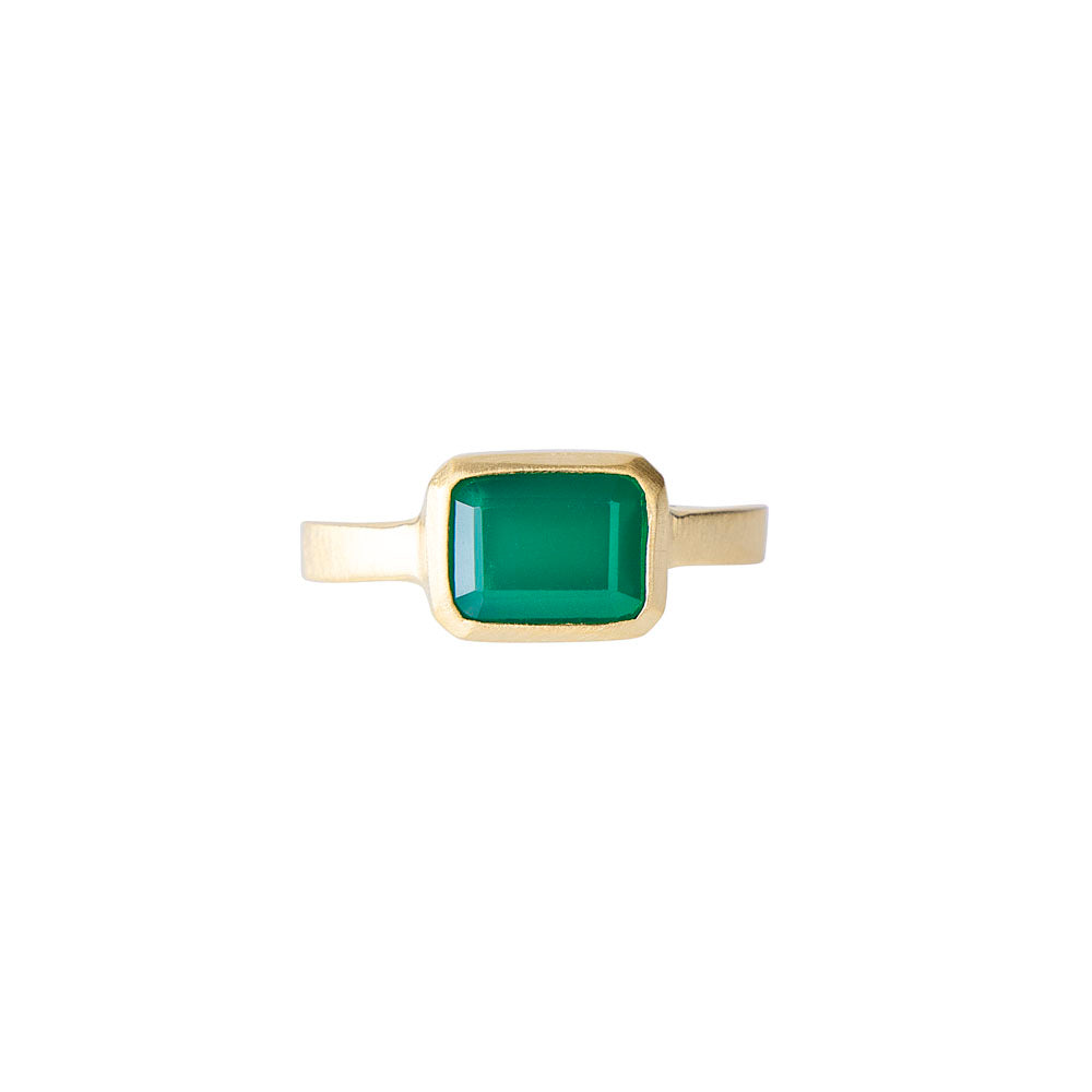 GREEN AGATE DECO RING