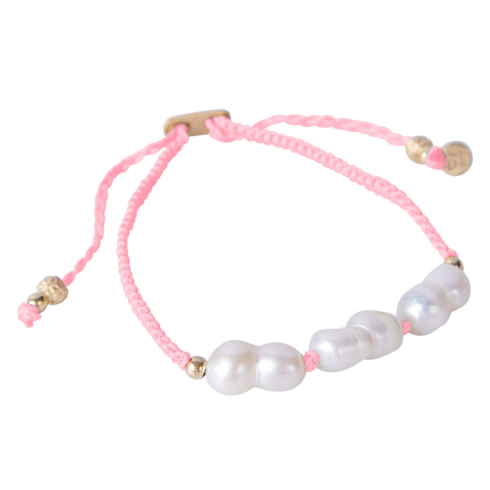 RICE PEARL ROPE BRACELET - PINK