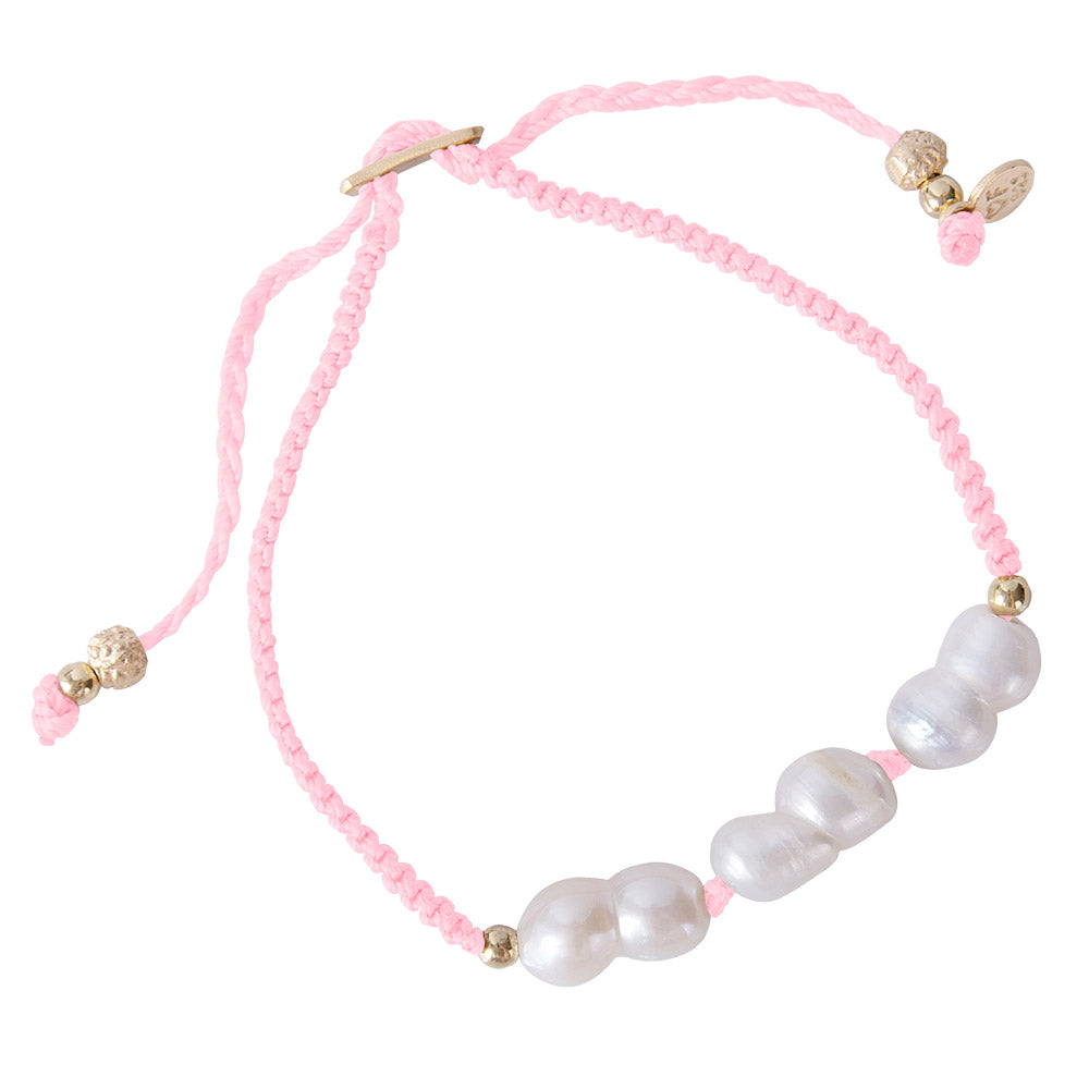 RICE PEARL ROPE BRACELET - PINK