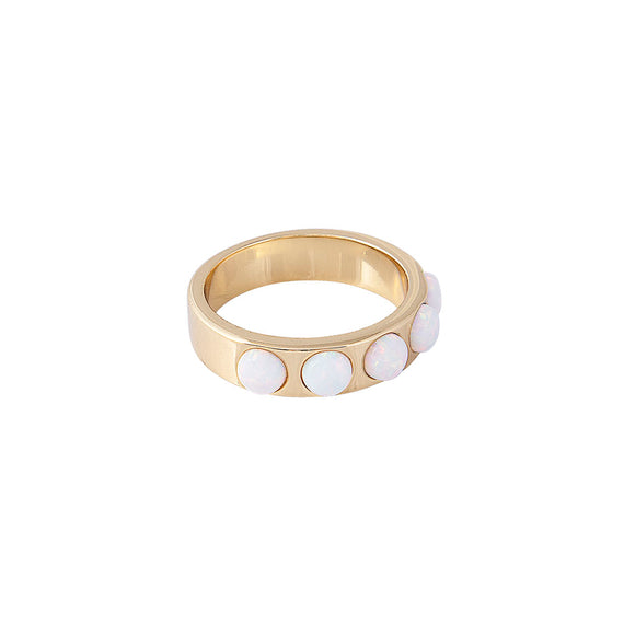 IVORY OPAL CRYSTAL RING