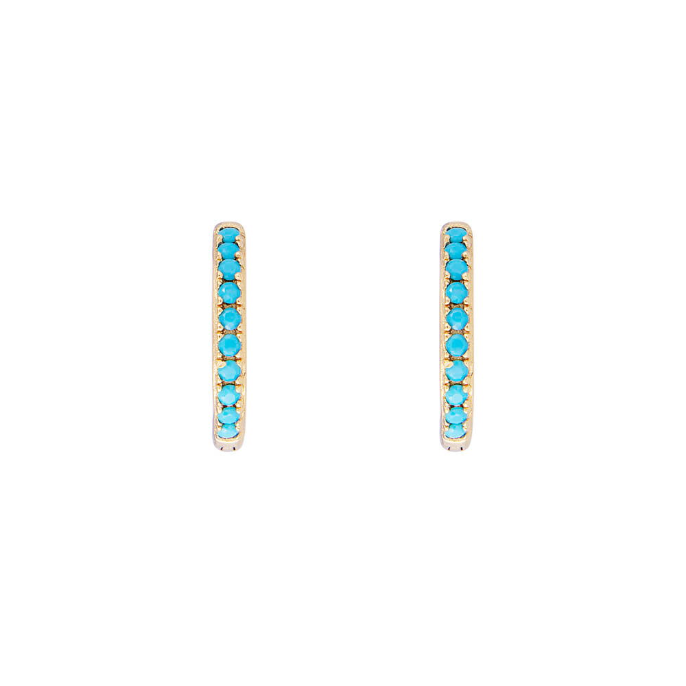 TURQUOISE PAVE MIDI HOOPS