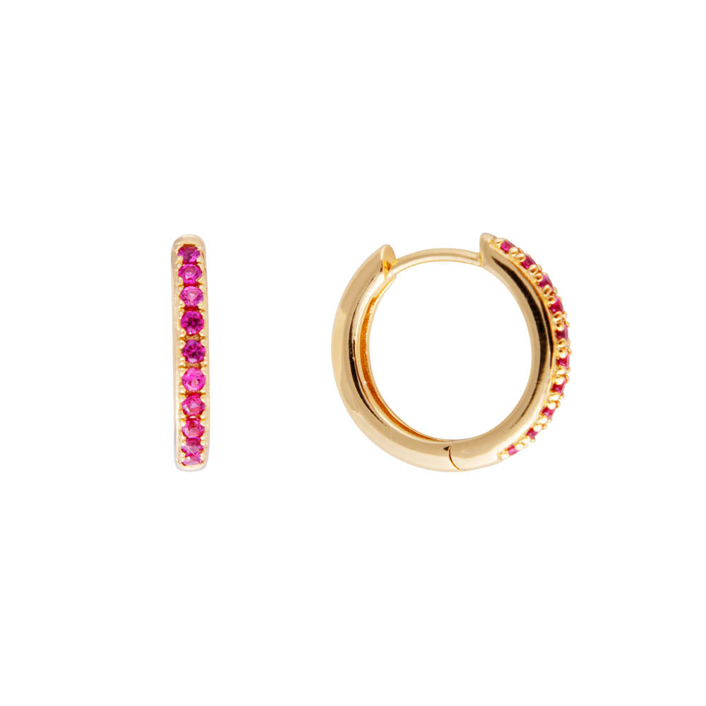 PINK PAVE MIDI HOOPS