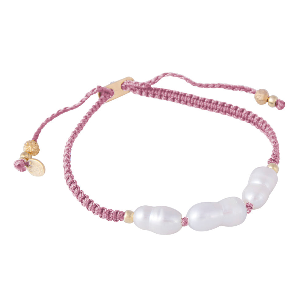RICE PEARL ROPE BRACELET - ROSE