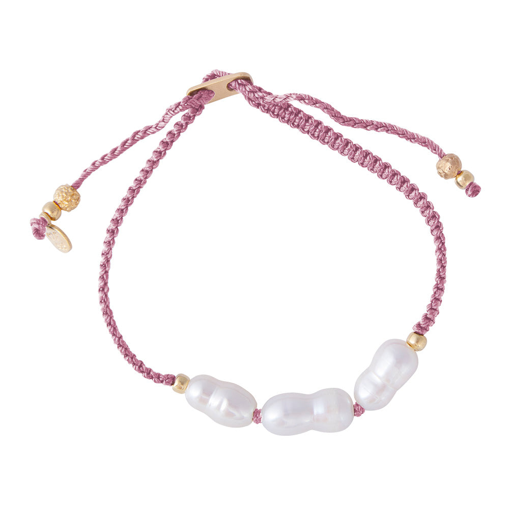 RICE PEARL ROPE BRACELET - ROSE