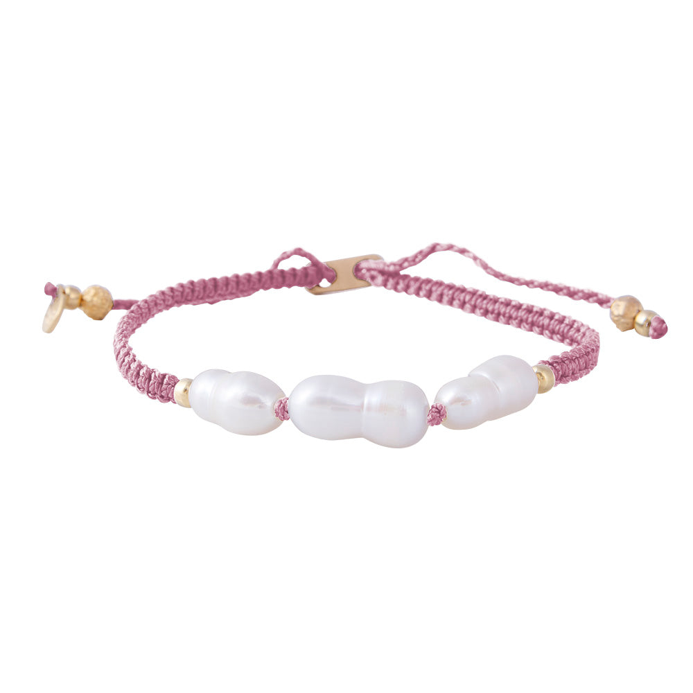 RICE PEARL ROPE BRACELET - ROSE