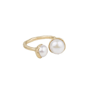 DOUBLE PEARL RING - GOLD