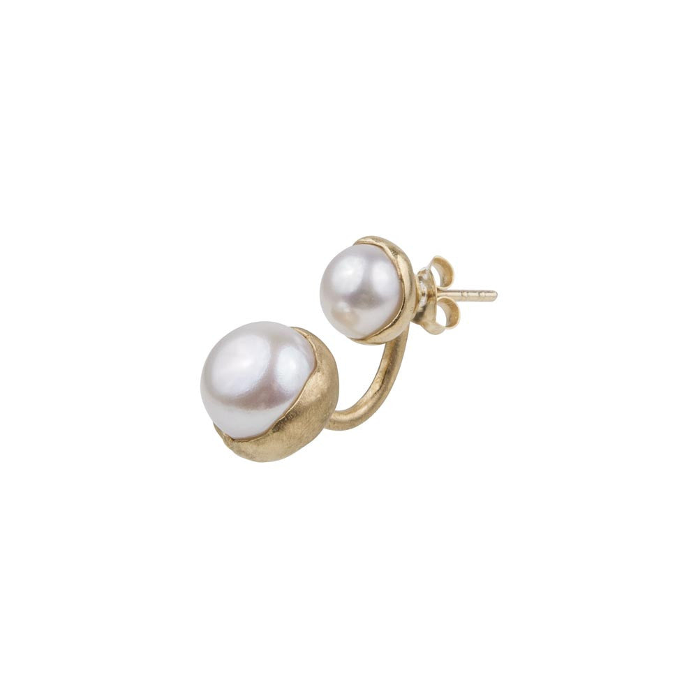 DOUBLE PEARL EAR JACKETS - GOLD